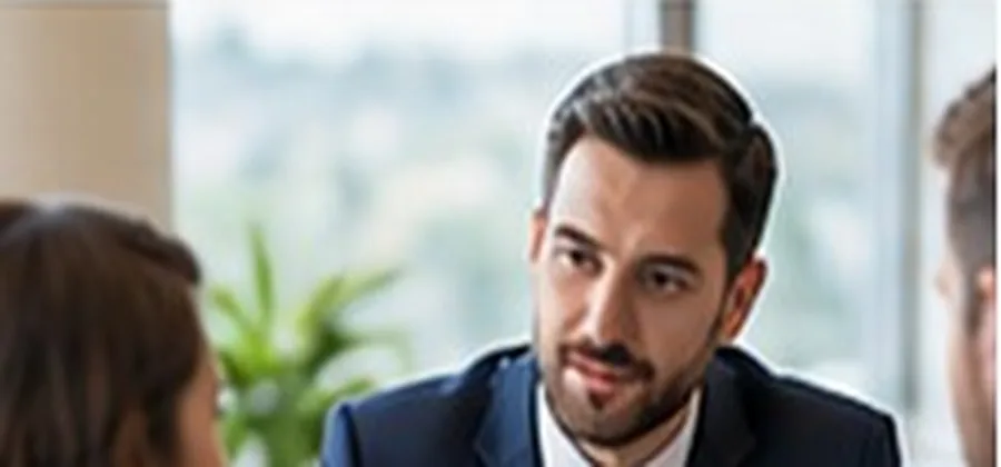 Lawyer meeting with clients during a legal consultation